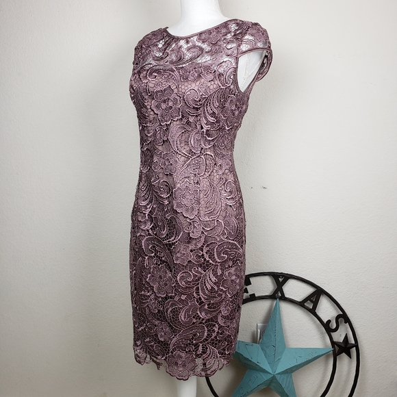 Adrianna Papell Bodice Lace Sheath Dress - Picture 3 of 13
